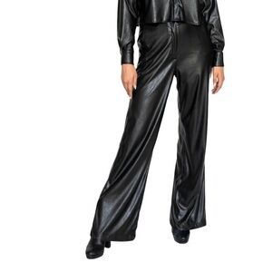 Lavender Brown Faux Leather Pants S NWT $238 Black Wide Leg Fall Luxe